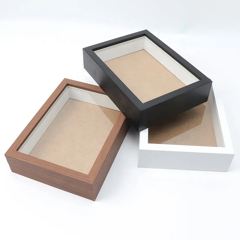 МДФ Черная или белая коробка для теней, фоторамки, коробки для фотографий, рамки, оптовая продажа, коробка под заказ, деревянная рамка для фотографий