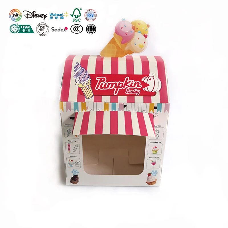 Изготовленный на заказ логотип конструкции упаковывая дом мороженого форменная детская игрушка картонный бумажный чемодан