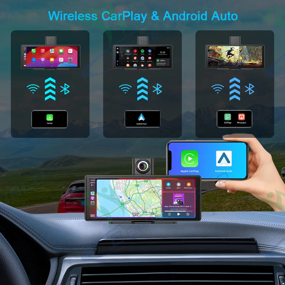 Лидер продаж 10 26 'ISO CE Certificate Carplay мультимедийный плеер Android автоматический экран с 4K DVR поворотом на 180