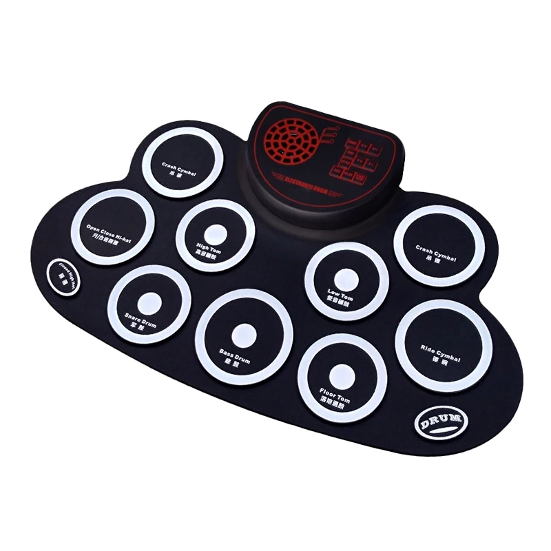 Portable Electronic Drum Digital 9 Pads Roll up Drum Set Silicone Pad Kit With Drum Sticks Foot Pedal USB Cable