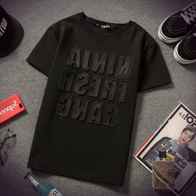 Modern fancywork Embossed Print men short sleeve Custom DesignCustom Tshirt Pattern 3d Design T-shirt