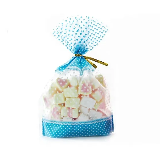 custom 100 pack biodegradable plastic bags with twist ties  for marshmallow candy snacks  cpp treat bags