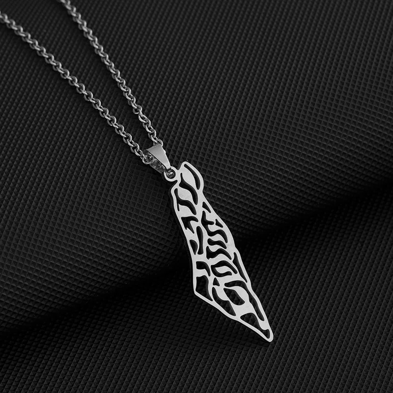Unisex Minimalist Metal Map Clavicle Chain Personality Wholesale Israel and Palestine Map Necklace