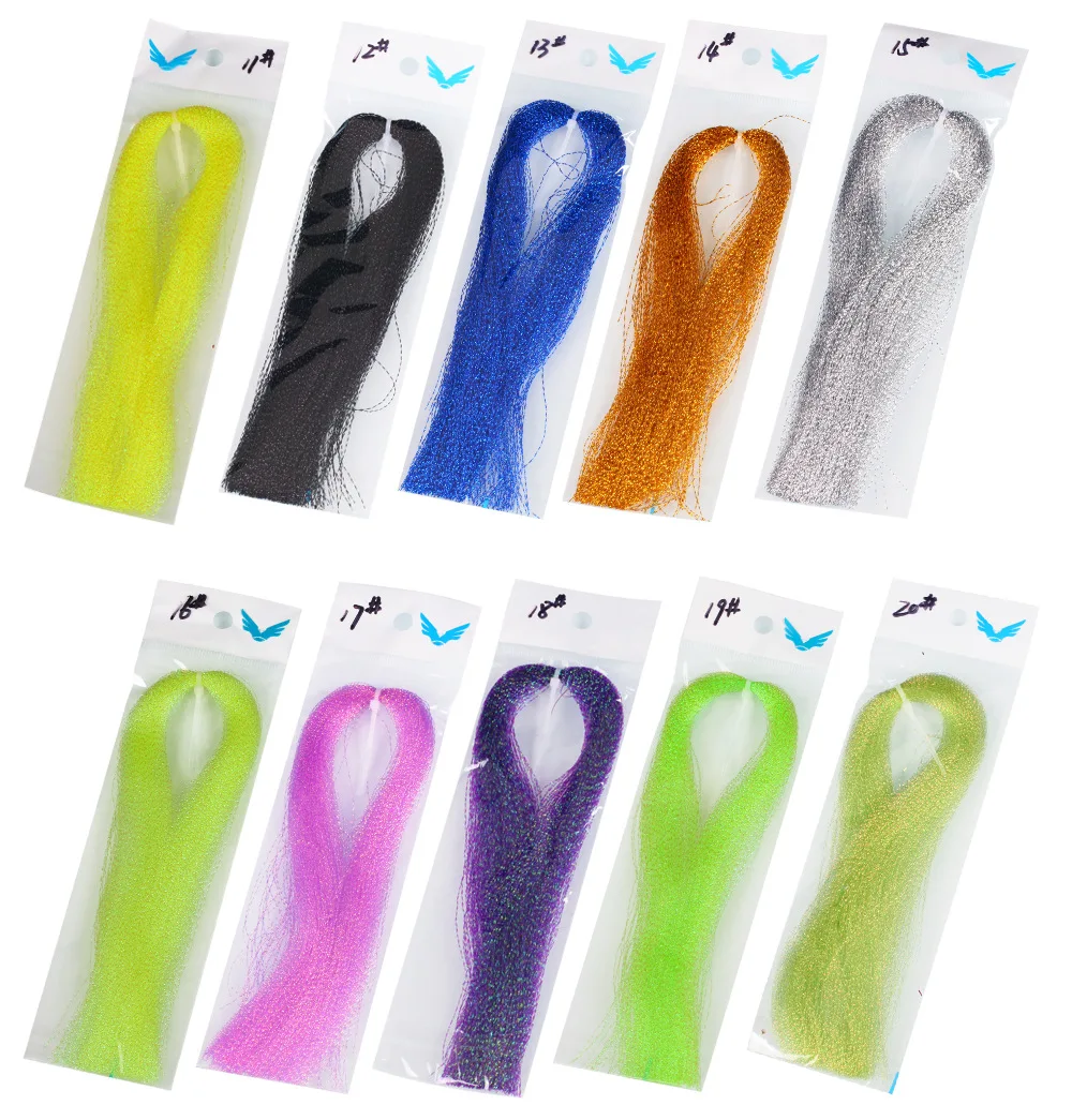 30color  35cm Bright Color Crystal Flash Tinsel Fly Fishing Reflective Filament Tinsel Fly Tying Material