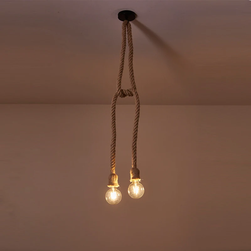 Good Quality  bracket light Easy DIY Hanging Rope Light E27 E26 Hemp Pendant vintage Ceiling Lamp
