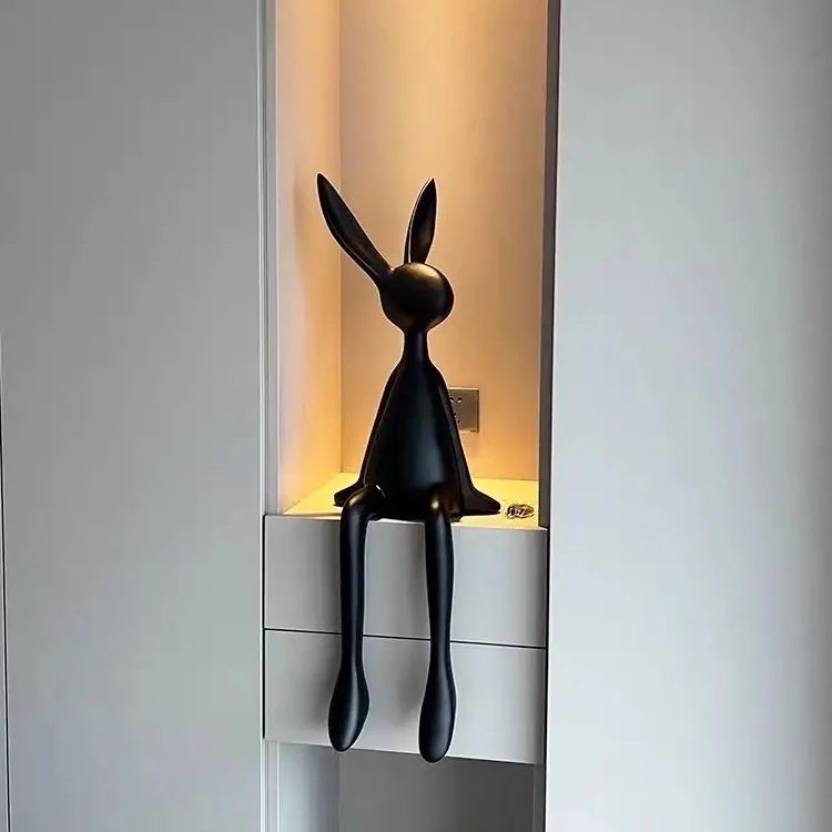 Colorful Light luxury Resin Handicraft Ornaments Hotel New home decoration Cartoon Sitting Posture long eared rabbit Sculpture
