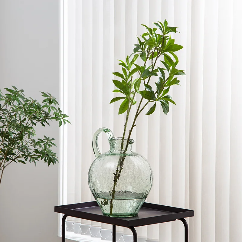 Crystal glass vase horse drunken wood flower vase light luxury retro living room home decoration ornaments clear glass vase