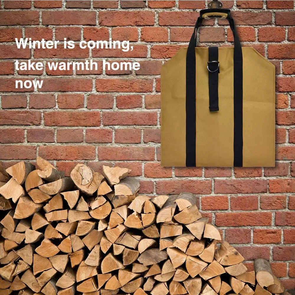 Heavy duty Firewood Storage Bag Canvas Wood Carrier Match Storage Pouch Portable Outdoor Camping Firewood Log Bags