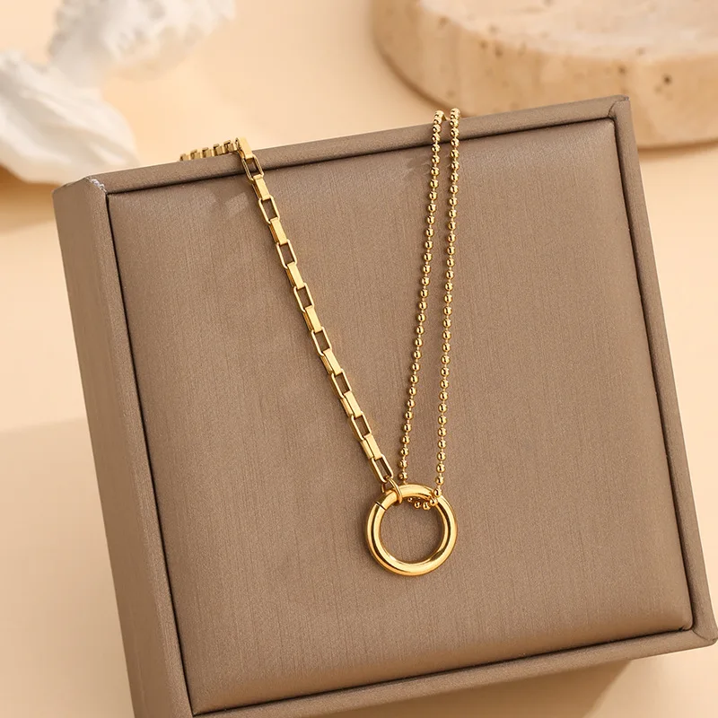Minimalist 18k Gold Plated Non Tarnish Round Stainless Steel Necklace Bracelet Earrings Jewelry Set For Women