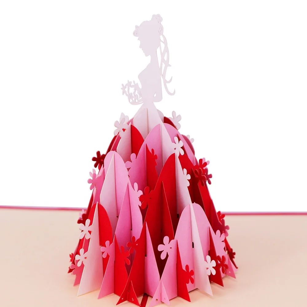 WINPSHENG Customizable  3d pop up all occasion greeting cards quinceanera invitations hochzeitskarte