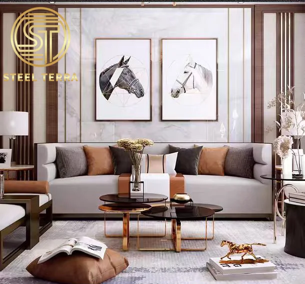 Настраиваемый современный дизайн 8K зеркальная керамическая плитка настенная декоративная окантовка из нержавеющей стали отделка молдингов