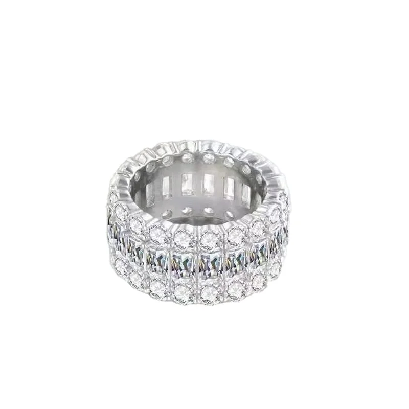 
Custom micro setting sterling silver cubic zirconia CZ women men women plated jewelry 18K S925 rings 