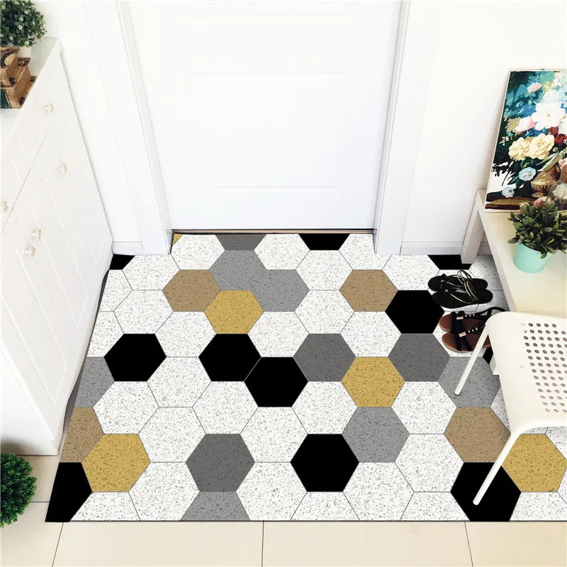 Custom Anti-slip DIY Irregular Shape Mat Nordic Minimalist Dust Carpet Living Room PVC Silk Loop Entrance Carpet