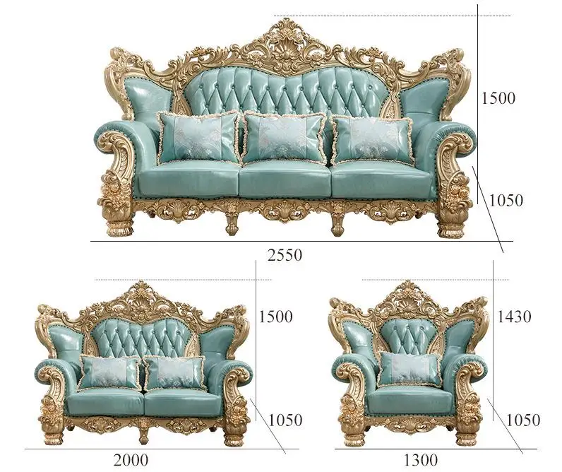 7 местный в роскошном королевском антикварная мебель для гостиной оригинальный кожаный Диванный гарнитур белый и золотой ткани диван-кровать