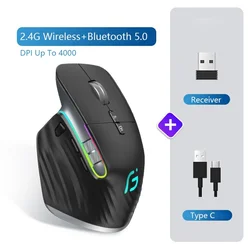 Jelly Comb Blue-tooth 2.4G Wireless Mouse RGB Gaming Mouse for Gamer 4000DPI Rechargeable Programming Ergonomic Mice Slient