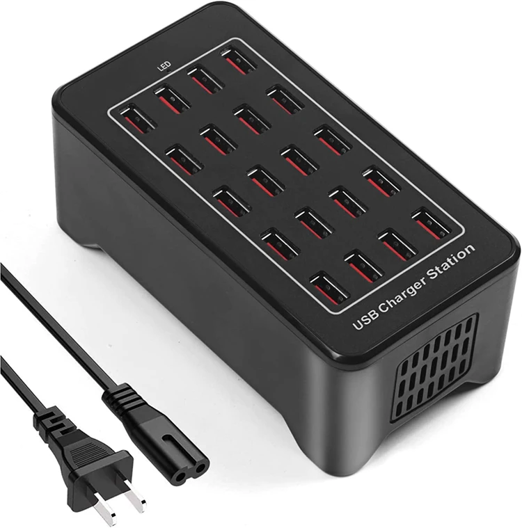 20-портовый 100 Вт (20 А) многоразовая зарядная станция USB многопортовый зарядный станция USB с интеллектуальным устройством для планшетных устройств