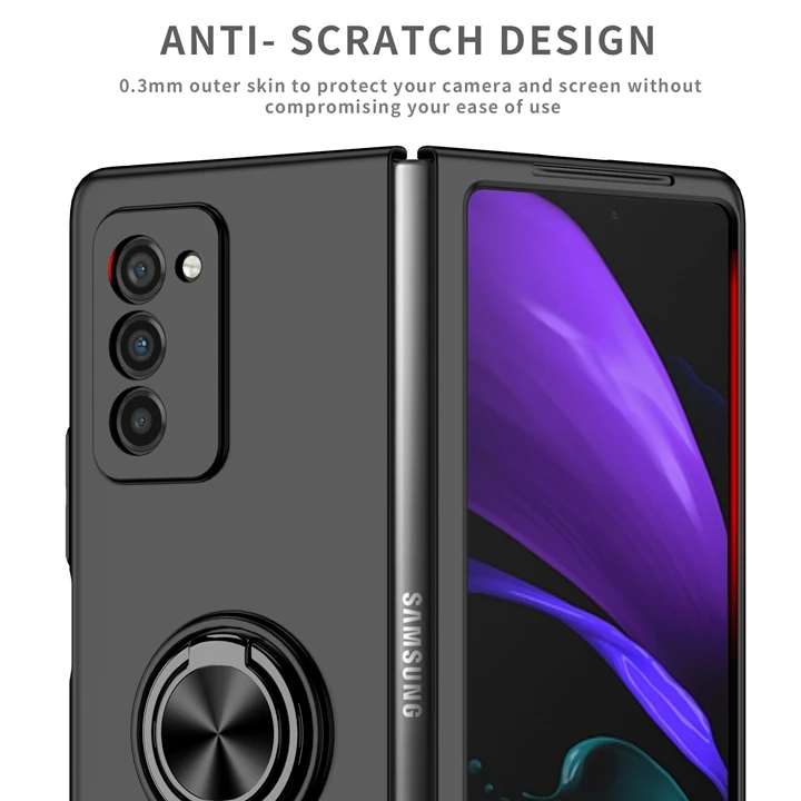 With Finger Ring Hard Phone Case for Galaxy Z Fold3 Z Fold 4 3 5G Fold 2 1 Car Mount Magnetic Holder Protective Skin Cover