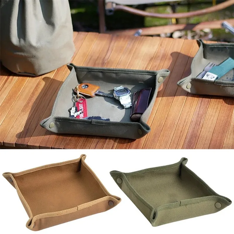 Camping Picnic Basket Storage Dice Tray Daily Necessities Storage Box Tray Foldable Waterproof Rolling Tray Storage Plate