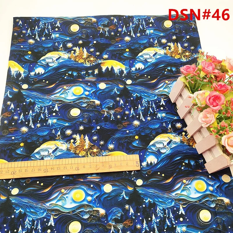 3D  embroidery Designer  printed  TC fabric polyester cotton flower  sewing quilting DIY material textile
