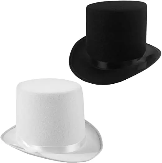 Fashion Stage Performer Black White Top Hat Costume Hats Funny Party Hats W856