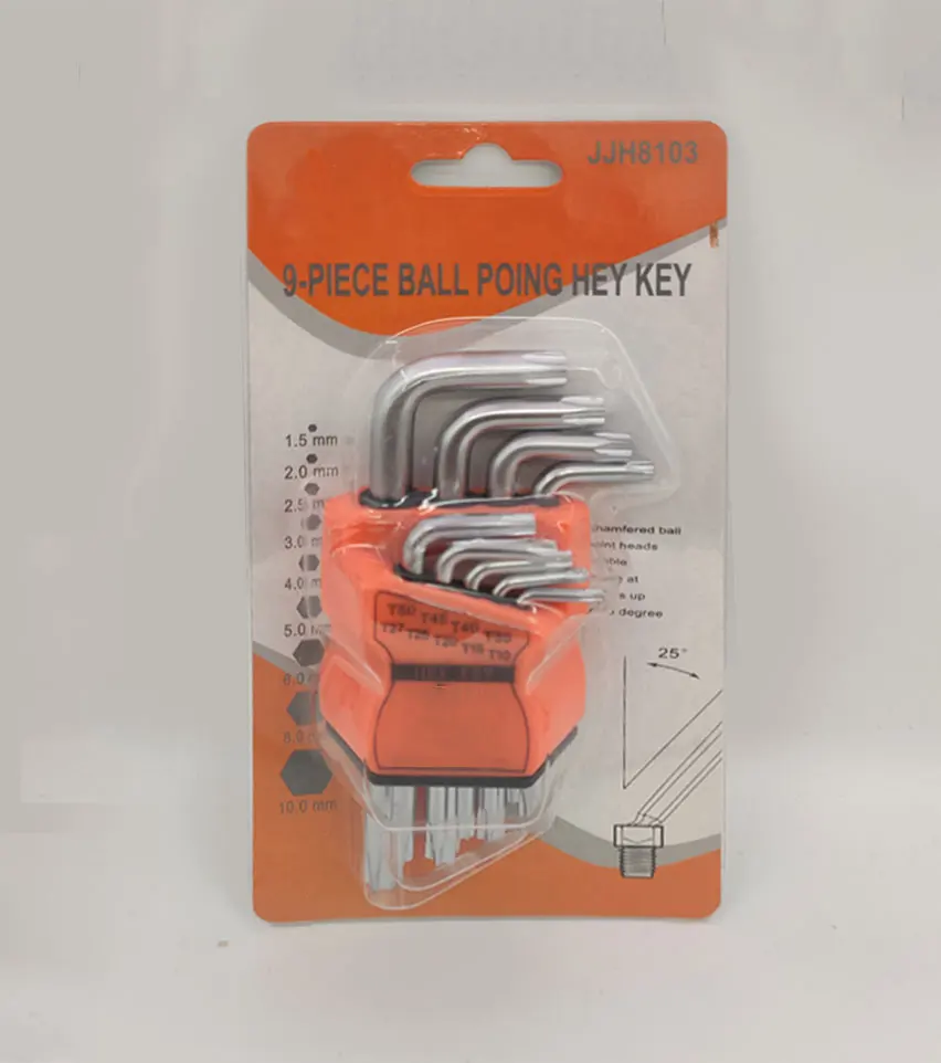 9 pcs (T10-T50) double end torx key L-shaped long arm Allen hex wrench