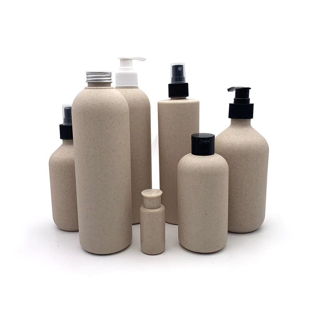 FREE SAMPLE empty eco wheat straw plastic biodegradable shampoo bottles lotion bottles cosmetic packaging bottles