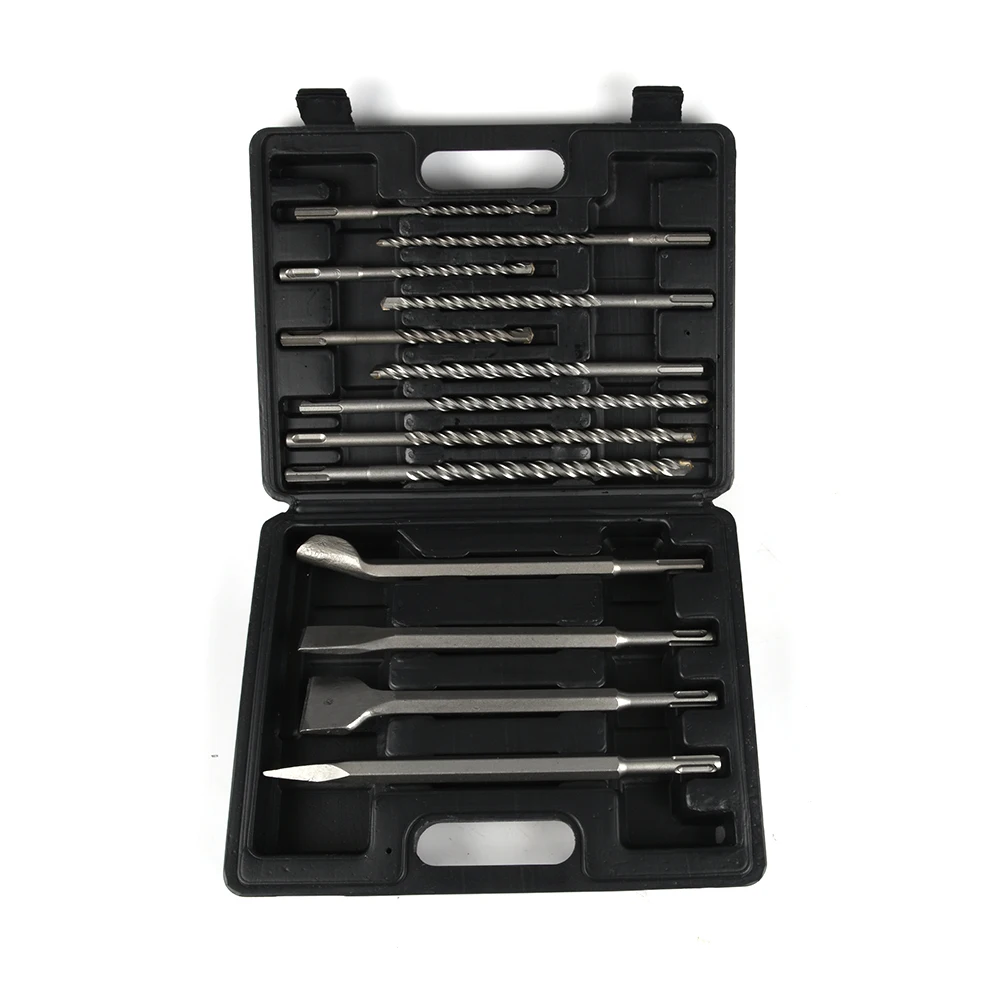 NAIPU 13pcs Masonry Drilling SDS Plus Hammer Drill Bits&Chisel Set For Masonry Concrete Working Kit