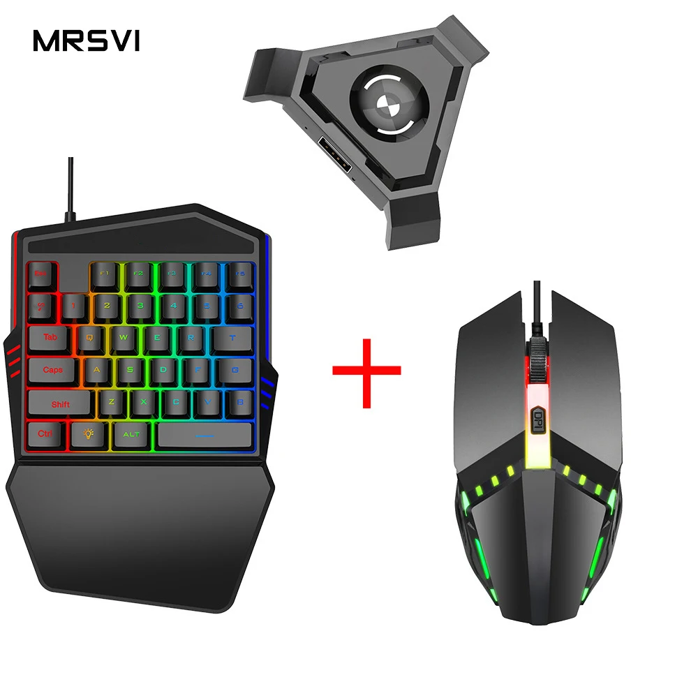  Мини игровая клавиатура одна рука мобильный проводной 35 клавиш rgb Клавиатура Мышь Набор для мобильного