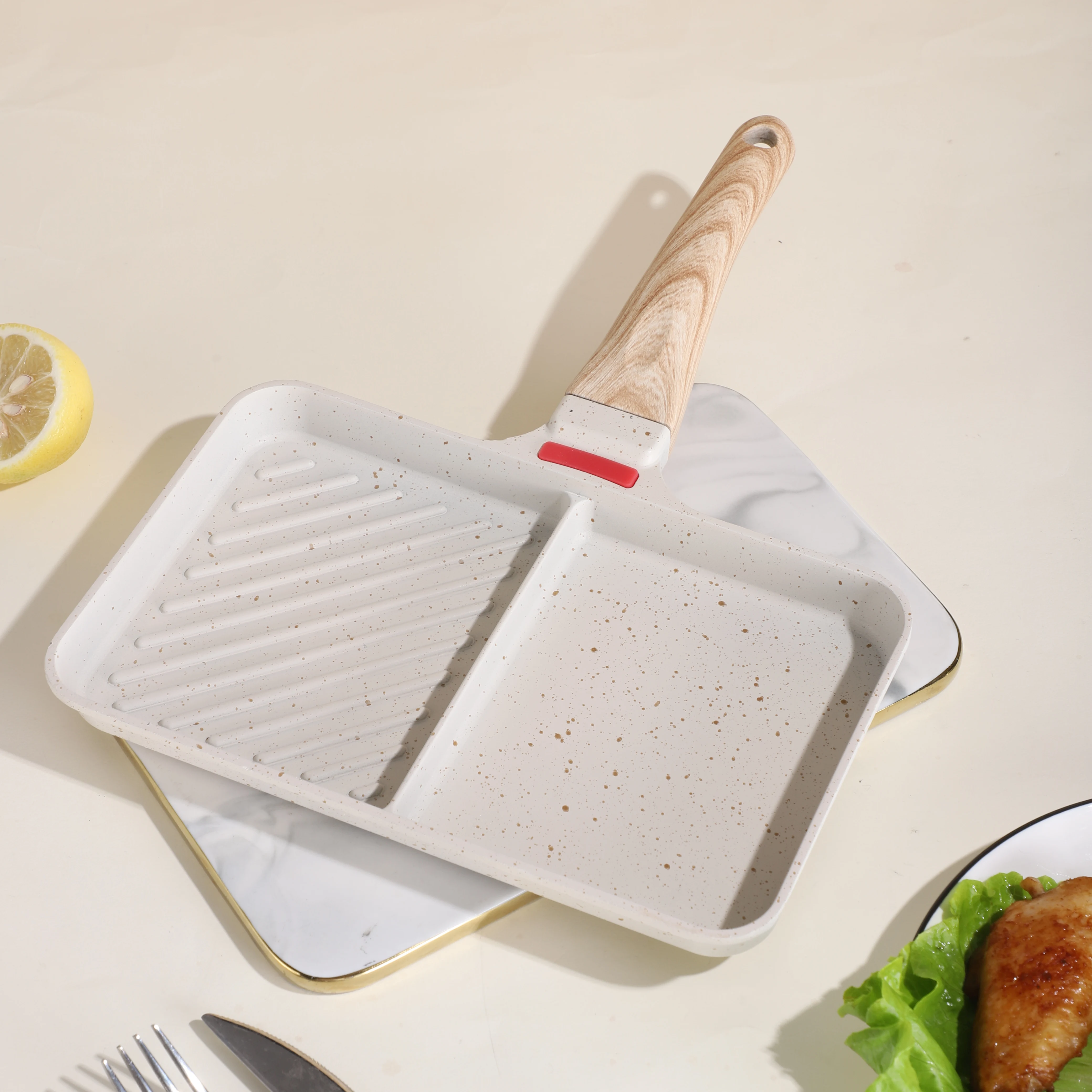 Factory Sale Aluminum Alloy Multipurpose Skillet Striped Bottom Strong Heat Storage Frying Pan