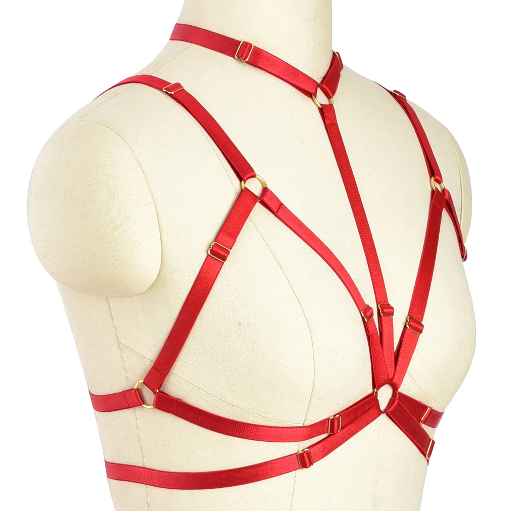 Fetish Cage Rave Wear Body Harness Lingerie Goth Crop Tops Pentagram Bondage Bra Lingerie Harness Belt Star Harness Bra