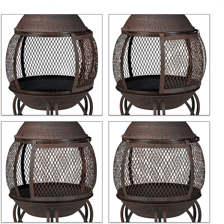 Outdoor Patio Heater Wood Garden Stove With Spark Guard And Poker Black Fire Pit Fireplace