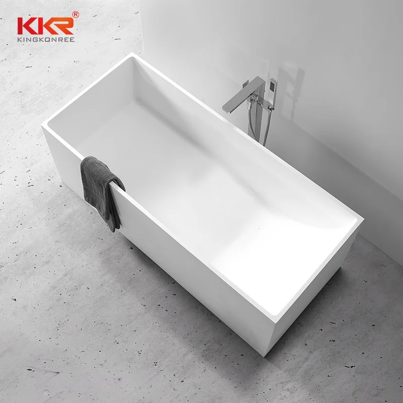 KKR White Matte Stone Resin Bath Tub Solid Surface Bathtubs
