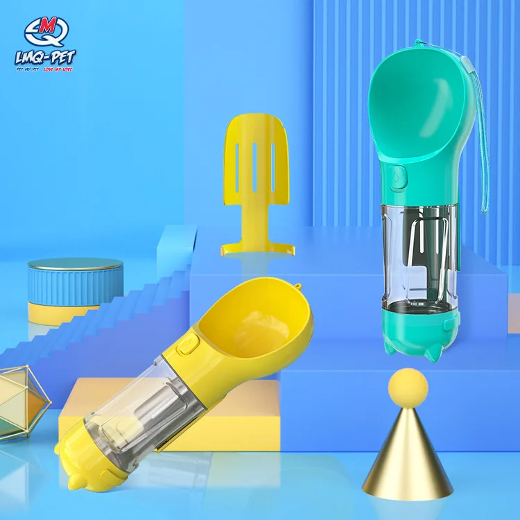 portable sport travel pet dog multifunctional water cup with garbage bag storage poop shovel dog water bottle and dog food box