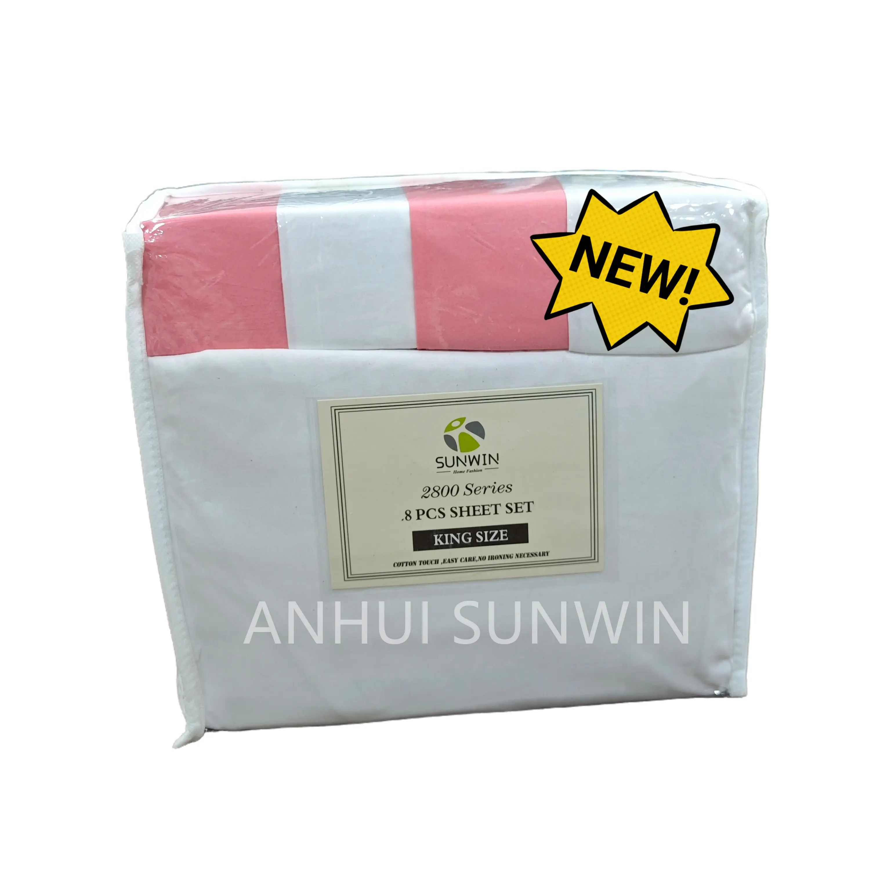 American Style cal king size 2800 series bedding sheet set 8 pieces bed sheet set match curtain stripe bedding sheet