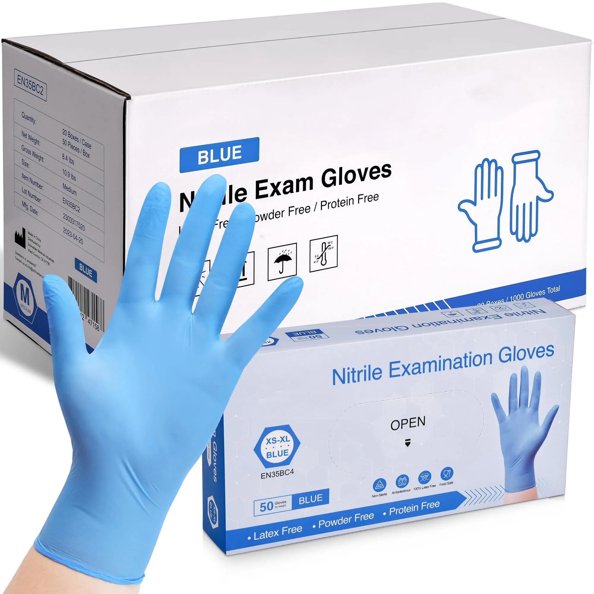 Sanwei Blue Nitrile Gloves Factory Wholesale Latex Powder Free Food Gloves 4.5 5.0g 7.0g Tattoo Disposal Nitrile Exam Gloves