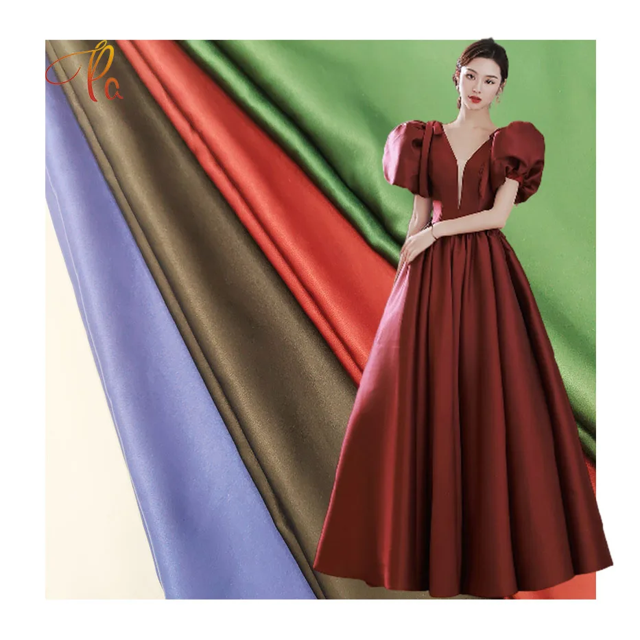 Custom Fashion 2023 Polyester Woven Fabric Wedding Dress Satin Fabric For Ladies Evening Dresses