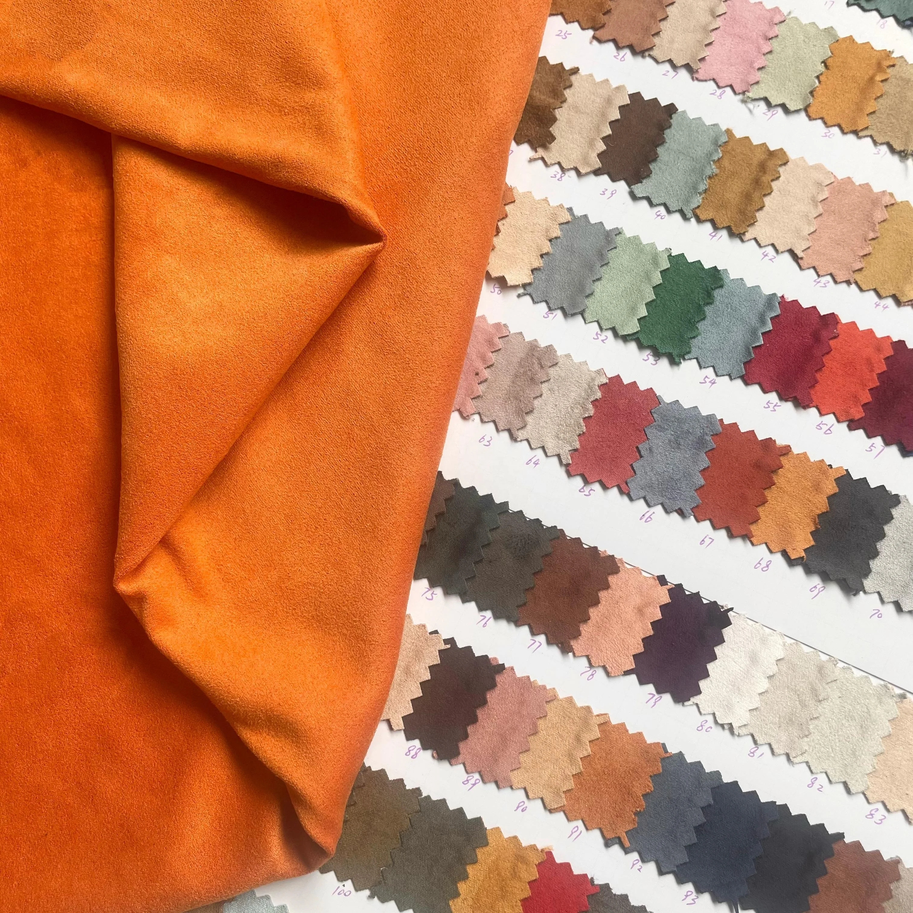 High quality polyester spandex double side suede fabric microfiber 4 way elastic brush plush clothing lining textile furniture