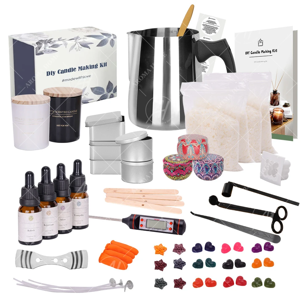 AROMA HOME Complete Customizable Whole Set DIY Candle Making Kit Create Largge Scented Soy Candles Full Beginners Set