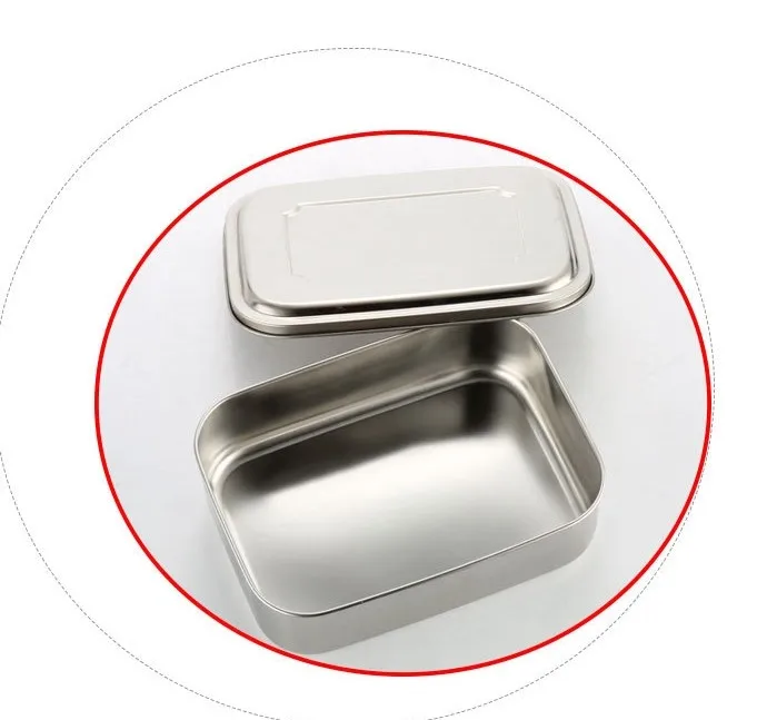 Eco friendly rectangular multi compartments leakproof 304 stainless steel metal prep meal container box lunch with lid