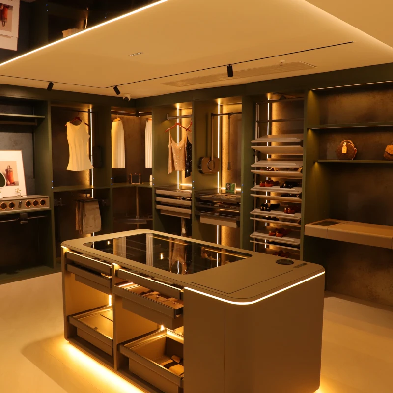 Customization hidden safe in wardrobe Walk-in jewelry Closet Island Dresser with Glass Showcase for home use