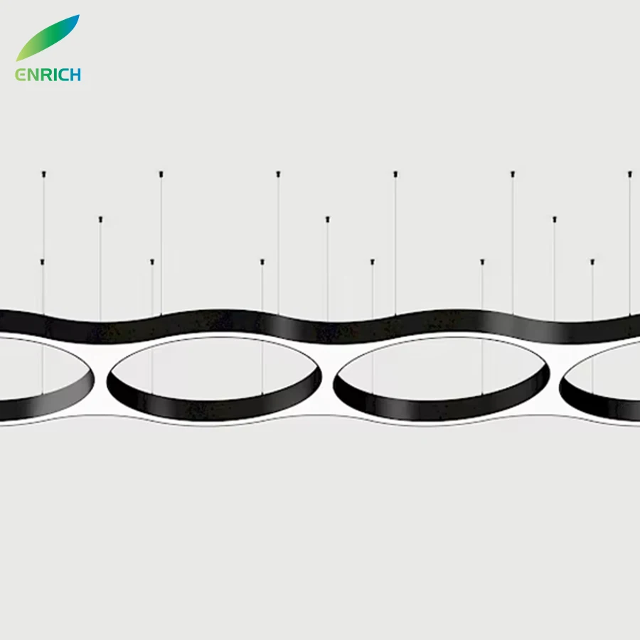 Modern Design Arquarius Cluster LED Ring Curved Profile Light Dimmable led Acoustic Panel Green Moss Fixtures