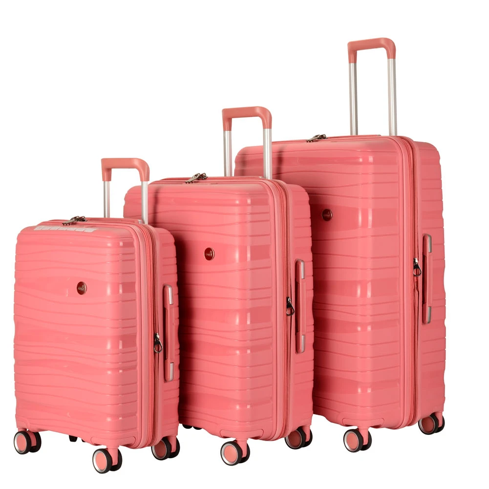 New Type Wholesale Trolley Luggage 3 pcs PP Hard Shell Custom Travel Luggage Set Suitcase