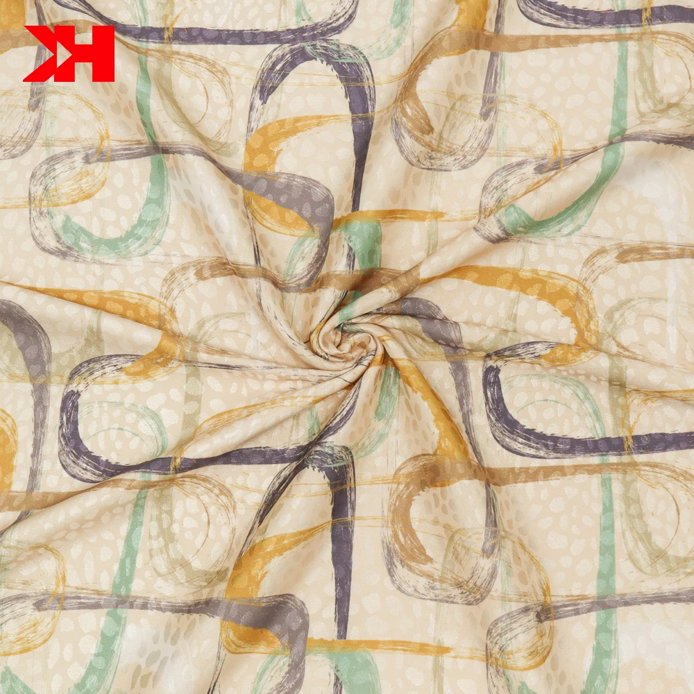 Kahn High Quality wholesale silk chiffon Polyester Satin Paisley Fabric For Dress Shirt Making