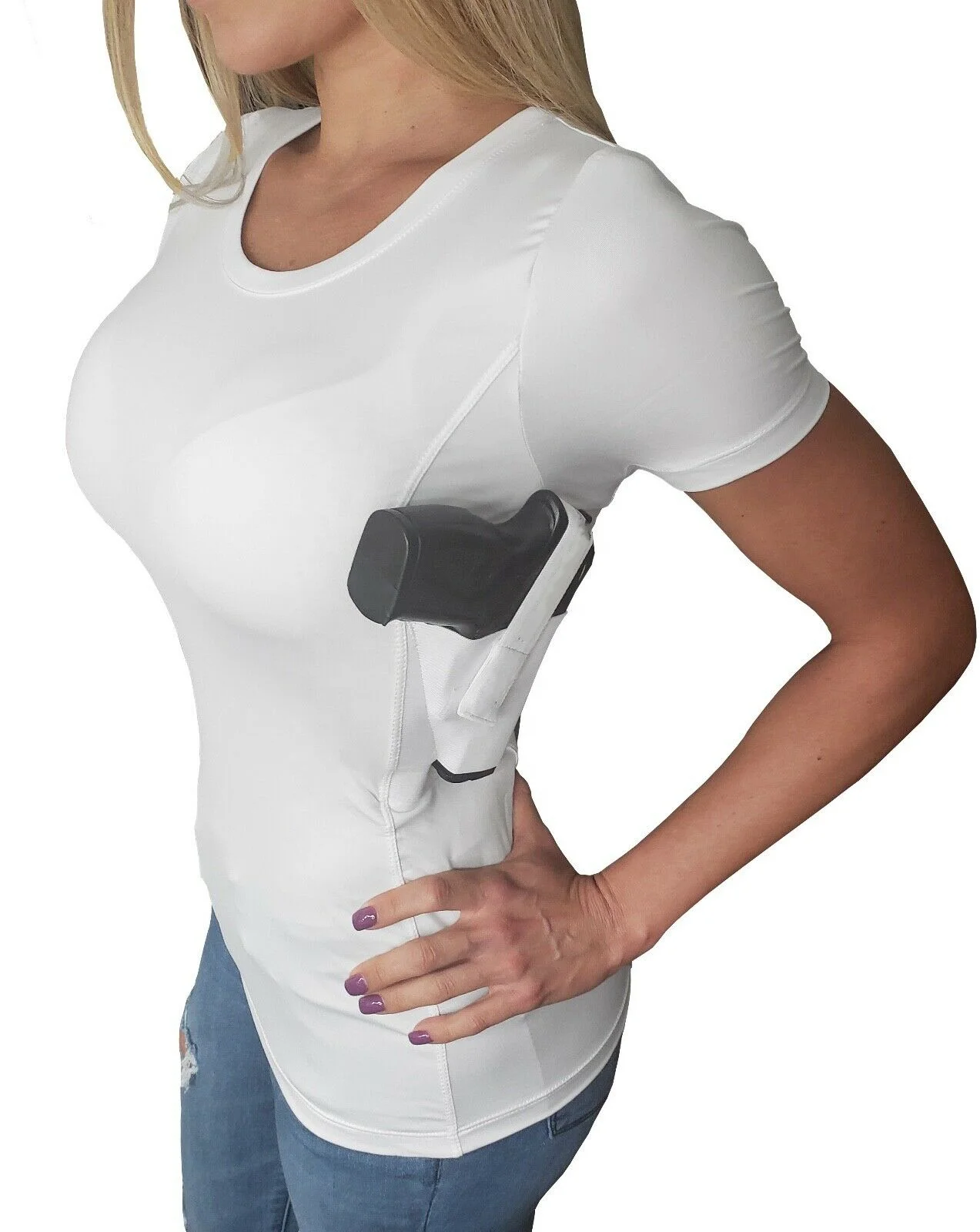 Wholesale Customized Women Undercover Concealed Carry T-Shirt Tank Tops Spandex Concealed Carry Jersey