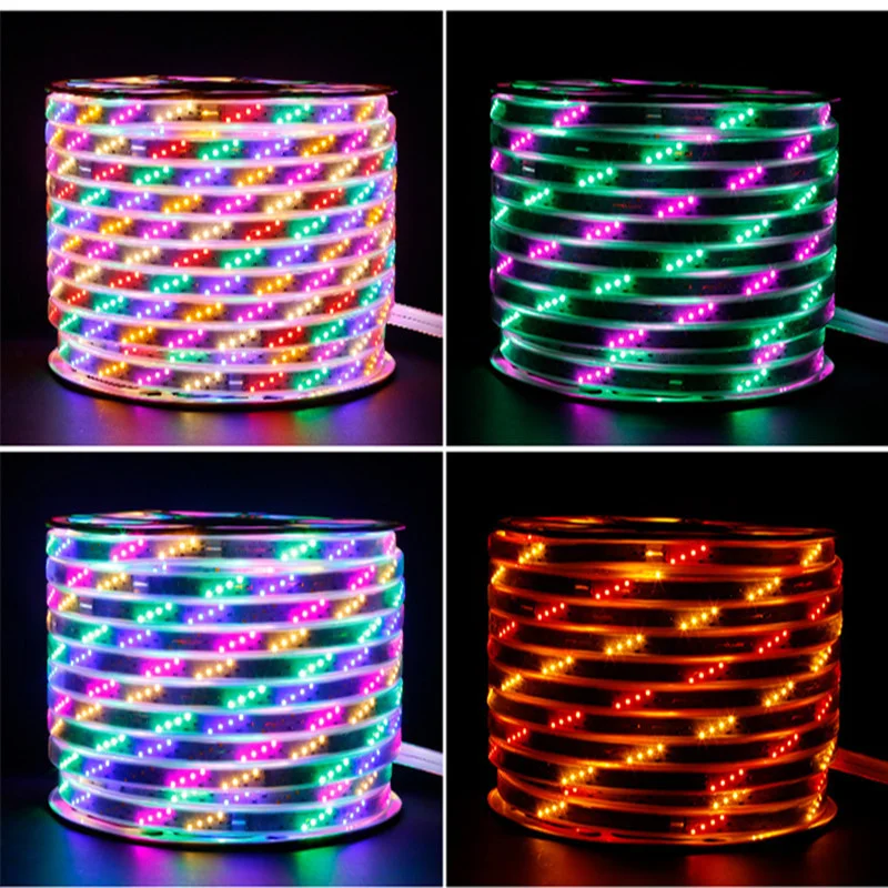 6 Colors RGB Running Jumping Flash 220V IP65 Led Rope Light Flexible Led Strip Light Focos Led Para Casa Horse Race Light 110V