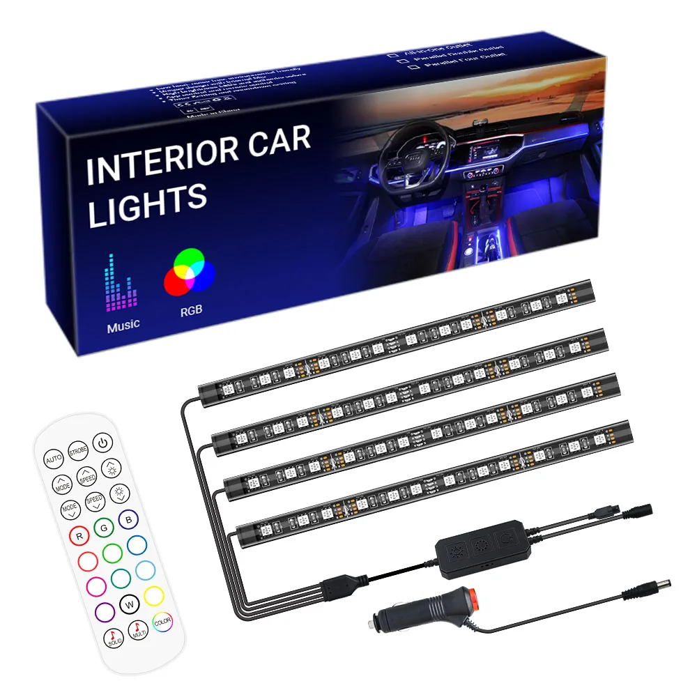 
Car Interior Light RGB 16 Million Colors Ambient Lighting Kits Sound Active Function and Wireless Smart Phone APP Control Light 