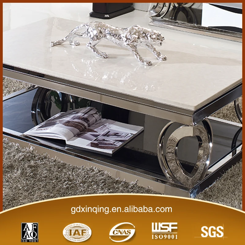 
Hot sale Marble Table Top Modern Design Tempered Glass Stainless Steel Coffee Table 