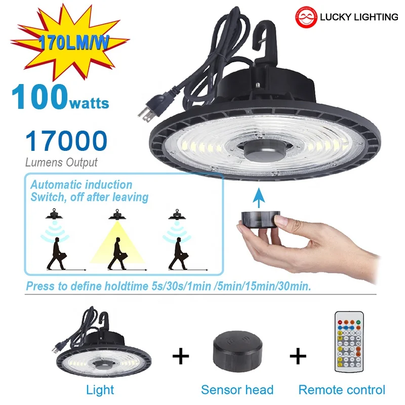 ETL cETL CE SAA Диммируемый UFO Highbay 100 Вт 150 200 микроволновый датчик движения светодиодный светильник для высоких промышленных помещений с дистанционным