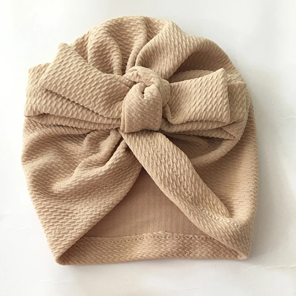 Factory custom made soft cotton baby hat headband knotted hair band flower elastic headband little girl hair accessories