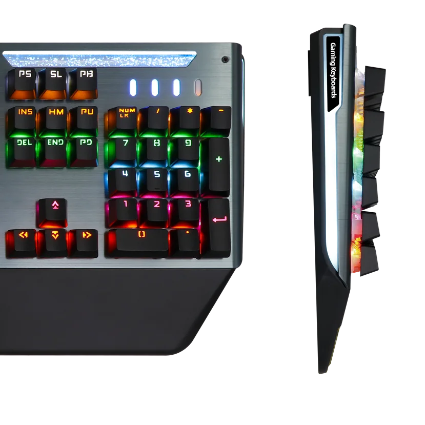 JEDEL KL-104 Laptop Keyboard Rainbow RGB Backlit Quick Response Cyan Switches Mechanical Keyboard with Hand Rest